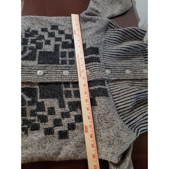 AX Armani Exchange Womens Wool Blend Button Cowl Aztec Cardigan Sweater Size XS - Picture 8 of 9